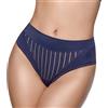 Selene, Mutanda Donna a Vita Alta Leggermente Contenitiva, Slip Effetto Modellante con Motivo Floreale a Righe, Collezione Mariluz, Colore Blu, Taglia 44