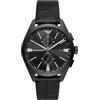 Emporio Armani Orologio Uomo, movimento cronografo, cassa in acciaio 43 mm con cinturino in pelle Pro-Planet, AR11483, Nero, 43 mm