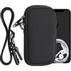 kwmobile Custodia in Neoprene con Zip per Smartphone - Portacellulare a Tracolla - Porta Cellulare da Collo Universale - Borsa Cover Telefono nero