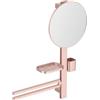 Ideal Standard Alu+ Barra multifunzione, Combinazione di accessori M, con specchio cosmetico Ø 328 mm e ripiani regolabili, realizzato con l'100% di alluminio riciclato - Rosé (580x145.5x717 mm)