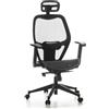 HJH Office 653000 Sedia professionale per ufficio AIR-PORT Mesh nero Sedia girevole con supporto lombare, braccioli pieghevoli e regolabili