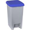 Adatto-M T909975 Pattumiera a pedale polipropilene grigio con coperchio blu 60 litri