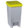 Adatto-M T909976 Pattumiera a pedale polipropilene grigio con coperchio giallo 60 litri