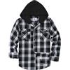 JACKETOWN Camicia in Flanella Quadri da Uomo con Cappuccio Maniche Lunghe vestibilità Regolare Camicie Casual Comode in Cotone con Taschino sul Petto Taglia M-3xl