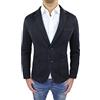 Evoga Blazer Giacca Uomo Grigio Nero Blu Beige Slim Fit Elegante Formale Casual (XXL, Nero)