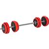 HOMCOM Set 2 in 1 Bilanciere e Manubri Pesi da 30kg, Dischi con Rivestimento in Plastica Antigraffio, Rosso e Nero