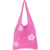 Ausing Borsa a Tracolla Donna Borsa Spiaggia All'uncinetto Tessuto a Mano Leggero Viaggi Rosa