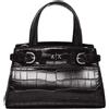 Armani Exchange Milano 91, Sostenibile, Tartaruga, Doppia Fibbia, Tote Piccola Donna, Nero, One Size