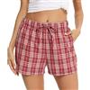 Vlazom Pantaloncini Donna Estivi Shorts Pantaloni da Pigiama con Tasche e Coulisse Morbide Corti，Vino Rosso，L