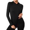 Terecey Maglietta Sportiva Donna a Maniche Lunghe UPF 50+ Maglia Sportiva con Cappuccio Magliette Palestra Traspirante Maglia Tecnica Leggera Maglie Running Yoga Fitness Nero M