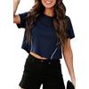 Terecey Magliette Donna Estive T-Shirt Manica Corta Shirt Basic Top Corti Casual Tshirt Estiva con Sexy Casual Tee Strisce di Moda Base Tshirt S-XXL