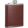 Relaxdays Fiaschetta 200ml, Borraccia Tascabile in Acciaio e Fodera in Pelle Finta, da Viaggio & Fuori Casa, Marrone, Inox, finta pelle, 1 pz
