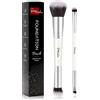 START MAKERS Pennello Fondotinta Start Maker 2 pezzi Doppio Terminale 2-in-1 Kabuki Pennelli Make Up per Fondotinta Liquido, Cipria, Blush, Correttore, Ombretto, Contouring Viso Pennello Trucco
