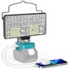 LIVOWALNY Lampada LED Ricaricabile per Makita 18V, LIVOWALNY 60W 6000LM Lampada Emergenza a Doppio Interruttore con Type C/USB Lampada da Lavoro Faretto per Garage, Campeggio, Cantiere (Senza Batteria)