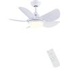 Newday ND-30-1086WT Ventilatore da Soffitto con lampada e telecomando Bianco, Ventilatore da soffitto con luci LED Silenzioso, Pala soffitto piccolo con 5 Pale, Funzione Memoria