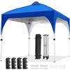 Yaheetech Gazebo da Giardino 2,4 x 2,4 M Impermeabile Pieghevole Tendone in Ferro e Tela Oxford con Paletti/Corde per Spiaggia/Uso Commerciale/Patio/Campagna/Veranda Blu