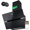 CIARRA CBCB6736F Classe A+++ Cappa Aspirante Inclinata 60 cm 650m³/h Controllo touch 4 livelli con Filtro Carbone CBCF003 Riciclaggio Evacuazione Cappa Decorativa Nero