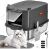 Papettly Lettiera Gatto Chiusa in Acciaio Inox-Lettiera Gatto Acciaio Inox XXL 58x42x40cm, Lettiera Acciaio Inox per Gatti Antiaderente, Anti-Odore, Facile da Pulire con Paletta, Spazzola e Tappetino