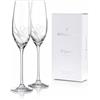 Brilant Gala Bicchieri da champagne con cristalli Swarovski - Anelli incisi, design minimalista - Bicchieri da spumante per matrimonio, set di 2 bicchieri da aperitivo per occasioni speciali