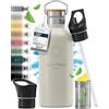 BeMaxx Bottiglia Acqua Termica INOX ACTIVE FLASK + Cannuccia (3 Tappi), Senza BPA, 1l/500ml | Borraccia Isotermica Acciaio - Caldo/Freddo, Ufficio Outdoor Sport Bicicletta viaggio fitness, Caffe Te