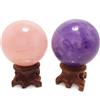 Polar Jade Sfera di quarzo rosa, rara pietra protettiva, per decorazione, guarigione, meditazione e Feng Shui, realizzata a mano, Set of 2 (Rose Quartz & Amethyst)
