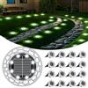 FIFlying 16 pezzi Luci Solari da Giardino, 8 LED Lampade Solare da Terra, Acciaio Inossidabile Bianco Freddo Faretti Sepolta Solari a Led da Esterno, per Prato, Vialetto, Marciapiede, Patio