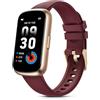 TIFOZEN Smartwatch Donna, 1,47'' Orologio Smartwatch Piccolo con 24 Modalità Sportive/Cardio/SpO2/Sonno/Impermeabile 3ATM/Contapassi/Notifiche/Fitness Tracker per Android iOS, Vino/Oro Rosa