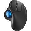 Nulea M501 Mouse Trackball senza fili, mouse ergonomico ricaricabile, tracciamento preciso e fluido, connessione a 3 dispositivi (Bluetooth o 2.4G), compatibile con PC, laptop, Mac, Windows.