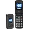 Qubo GSM Telefono Cellulare per Anziani 4G,Flip phone Telefoni Cellulari Tasti Grandi,Volume alto,Funzione SOS, 2.4+1.77 Contatti con Immagini,Chiamata Rapida,Cellulare anziani Nero
