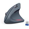 TECKNET Mouse Verticale, 4800 DPI Mouse Wireless Ergonomico, Protegge Il Braccio, Mouse Senza Fili 6 Pulsanti per PC, Laptop, Mac, Grigio