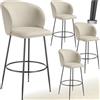 TecTake® Set da 4 Sgabelli, Sgabello da Bar alto con Schienale Imbottito in Velluto con poggiapiedi, Gambe in Acciaio Zincato, Piedini Antiscivolo, Per Cucina, Bar, Sgabello da Bistrot - Crema/Nero