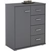 CARO-Möbel Cassettiera TIRANO Highboard con 1 anta e 4 cassetti in grigio antracite