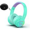 I love e iFecco IFECCO Cuffie Bluetooth Bambini con Microfono,Luci LED Dinosauro Ragazzi Wireless Cuffie con Borsa,Bambina Cuffie per iPad/Tablet/Smartphone/Scuola