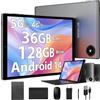 BEYNIVAN Tablet 10 Pollici con 4G LTE e 5G WiFi,Android 14 Tablet in offerta con sim,36GB RAM 128GB ROM,8000mAh,1920x1200 incell,volto ID,tab con Tastiera e Mouse + custodia,Grigio