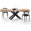 Mobili Fiver, Tavolo Allungabile Emma 160(240) x90 cm, Rovere Rustico con Gambe Incrociate Nere, per 6-10 persone, Tavolo Cucina, Soggiorno, Made in Italy
