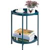 HollyHOME Tavolino Rotondo Piccolo Tavolino Salotto Metallo Tavolino Basso 2 Ripiani Comodino Camera da Letto Tavolino da Divano per Soggiorno Balcone Patio, Verde Pavone