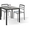 PAZZO DESIGN Tavolo fisso Fernando, Tavolino da bar, tavolo da ristorante, tavolo da esterno, 80 x 80 x 75 cm, Grigio Cemento, Base Antracite - id_2106
