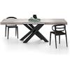 Mobili Fiver, Tavolo Allungabile Emma 160(240) x90 cm, Grigio Cemento con Gambe Incrociate Nere, per 6-10 persone, Tavolo Cucina, Soggiorno, Made in Italy