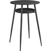 VASAGLE EKHO Collezione - Tavolo da Bar con Vassoio, Tavolino Alto e Rotondo, PU con Cucitura, Moderno di Metà Secolo, Cucina Soggiorno, Facile da Montare, Nero Ebano e Nero Inchiostro