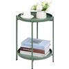 HollyHOME Tavolino Rotondo Piccolo Tavolino Salotto Metallo Tavolino Basso 2 Ripiani Comodino Camera da Letto Tavolino da Divano per Soggiorno Balcone Patio, Verde