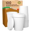 Baciato Caffè 100 Bicchieri in Carta Bianchi 166ml con Coperchio in carta Ecologici Biodegradabili Monouso Made in Italy da Asporto Bevande Calde Acqua + 100 coperchi - Prodotto e confezionato in Italia