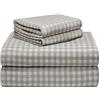 Pointehaven Set di lenzuola in flanella stampata in cotone di lusso da 180 GSM, doppio, plaid in fattoria