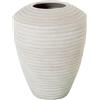 DRW Vaso da pavimento in ceramica beige sabbia ondulata 30 x 30 x 40 cm