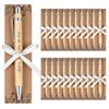 Tenare 20 Set Regalo per Ospiti Penna a Sfera in Legno Penna a Sfera Retrattile con Scritta Carta Nastro Grazie Bomboniere per Matrimoni, Comunioni, Battesimi, Compleanni(Elegante)