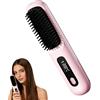 HIULLEN Spazzola Lisciante per Capelli, Piastra Capelli Senza Fili, Spazzola Lisciante Ricaricabile Piastra Portatile Mini Capelli da Viaggio con Display LCD 160°C-200°C Riscaldamento Rapido-rosa