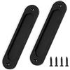 Fatiya 2 maniglie a filo per porta fienile, colore nero opaco, angolo rotondo da 15,6 cm, rettangolare, da incasso, con tasca scorrevole, maniglia in alluminio per cassetti dell'armadio