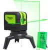 Huepar Livella Laser Verde con 2 Punti a piombo a Modalità Impulso, Livella Laser Autolivellante a Croce, 110 Orizzontale / 180 Verticale, Base Magnetica Rotante Inclusa, 9211G