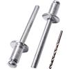 SKIR'CO (180 pz) Rivetti ciechi in alluminio 6,0 x 12 mm, mandrino in acciaio, rivetti a strappo, testa a cupola, rivetti DIN 7337, punta per trapano inclusa
