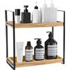 MUCOOS Mensola da bagno, organizer in legno, resistente all'umidità, per bagno, bagno, bagno, in legno con struttura in metallo, portaspezie multifunzionale, organizer da scrivania per cucina, tavolo da