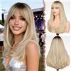 FESHFEN Parrucca Donna Lunga con Frangia Natuaral Sintetici Ricci Parrucca Capelli Parrucche Carnevale del Cosplay Party per Donna 45 cm Ombre Biondo